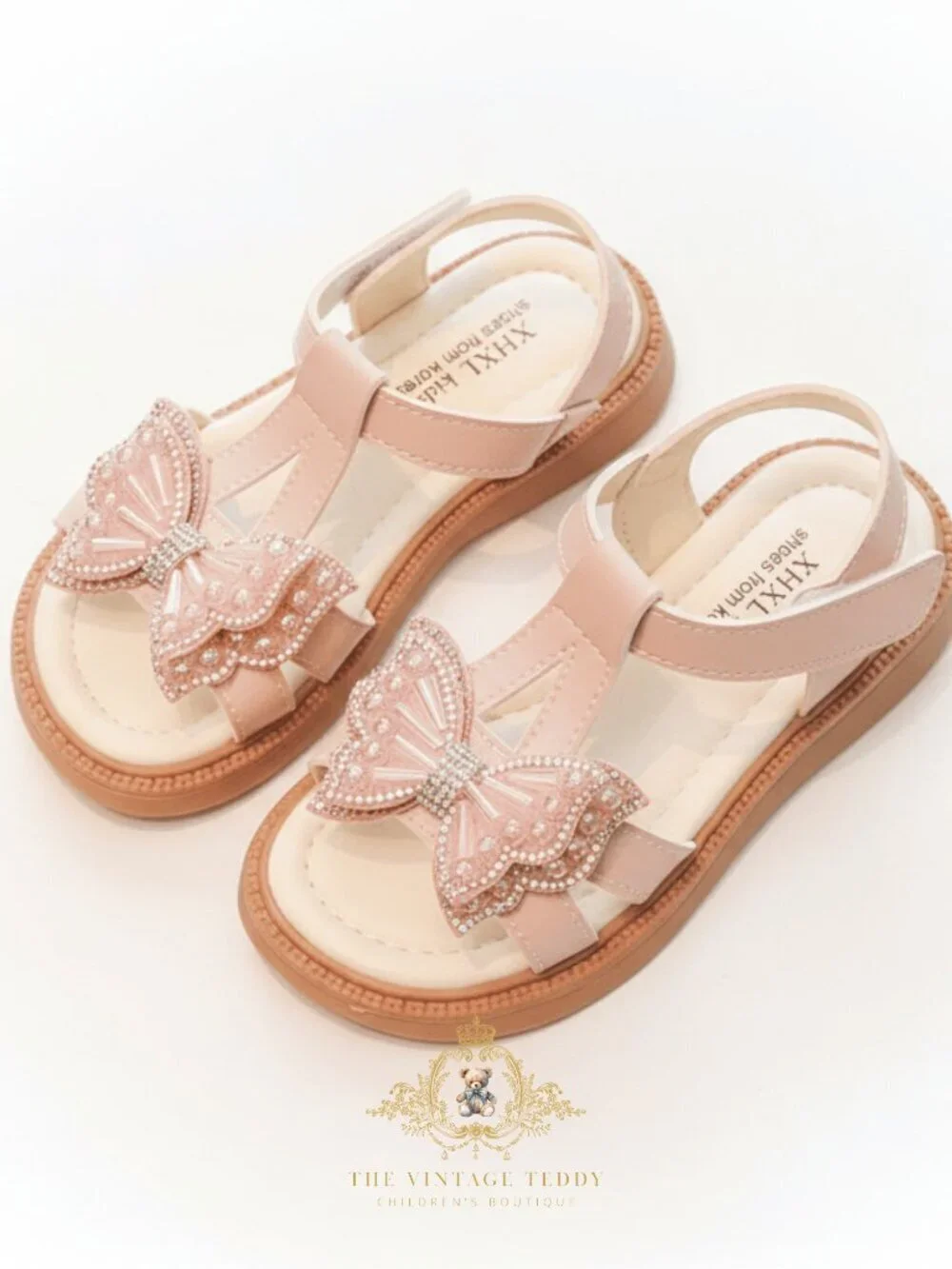 NWT Pretty Girls Beaded Butterfly Sandals Children's Shoes Kids Sandals Pink 2